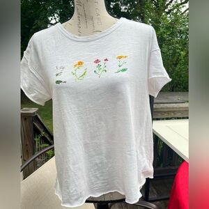 White Floral Embroidered Tee